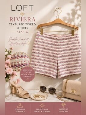 LOFT Riviera Textured Tweed Stripe Shorts Size 6